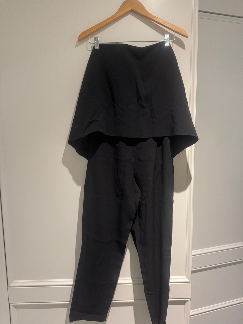 INTERMIX Black Strapless Draped Jumpsuit